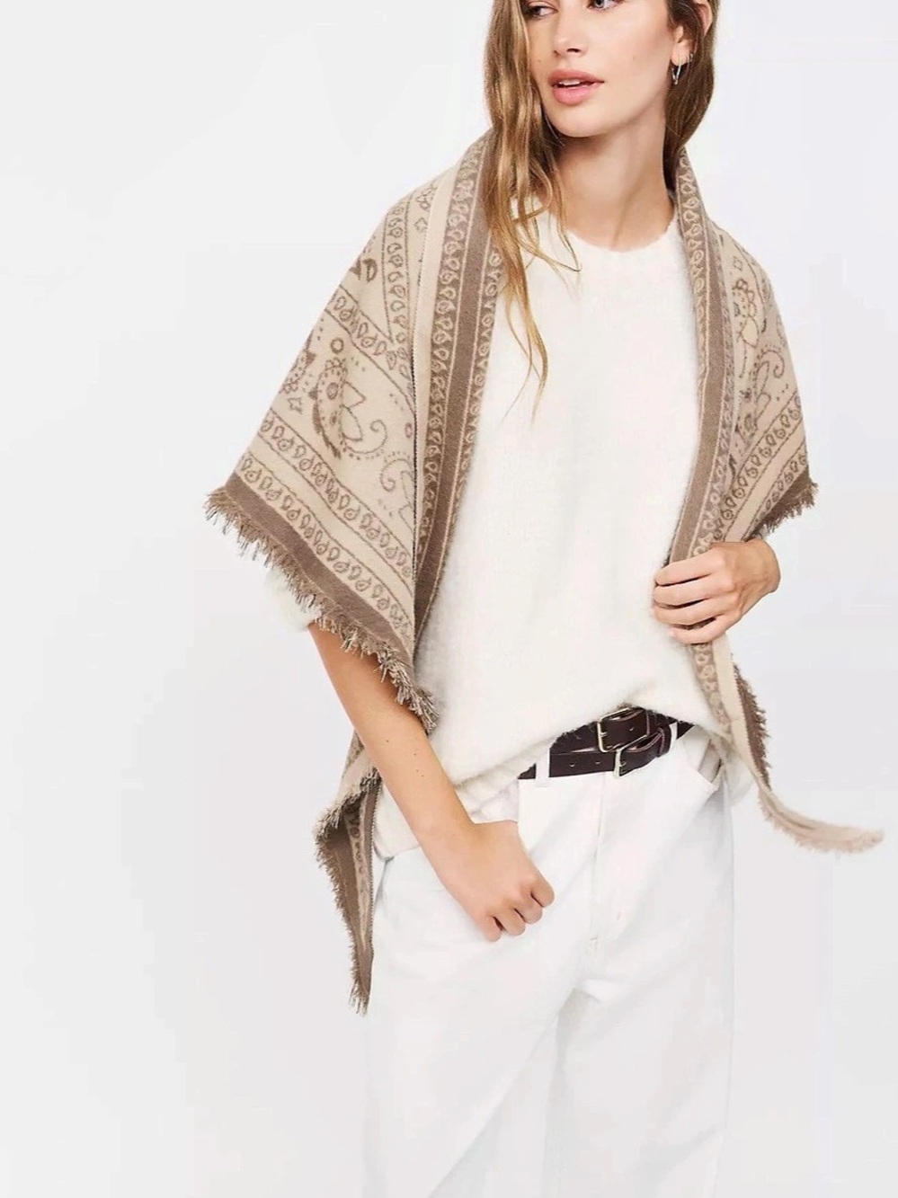 Wilt Triangle Bandana Print Scarf in Brown & Cream NWT